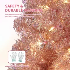 Pre-Lit Rose Gold Christmas Tree — 150 Warm White LEDs, Sparkling Tinsel, Sturdy Metal Stand, Indoor Holiday Accent 15 Pre-Lit Rose Gold Christmas Tree — 150 Warm White LEDs, Sparkling Tinsel, Sturdy Metal Stand, Indoor Holiday Accent -Homfan GUEST 2ceaf754 efd5 4b89 9537 9993ff74d35e