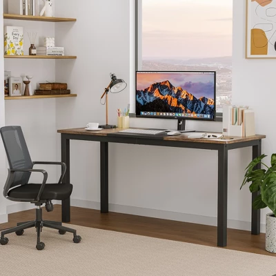 63 Inch Computer Desk, Large Office Desk With Black Metal Frame, Modern Simple Style Gaming Desk, Sturdy Write Desk For Home, Work, Study 2 63 Inch Computer Desk, Large Office Desk With Black Metal Frame, Modern Simple Style Gaming Desk, Sturdy Write Desk For Home, Work, Study