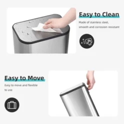 Homfan 50L Trash Can, Slim Rectangular Step-On Stainless Steel Garbage Soft-Close Lid, Anti-Fingerprint Surface -Homfan GUEST 2d2cf2bf 9f57 4837 93a7 fdefebe9e540
