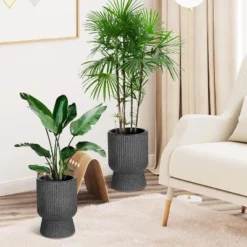 14.2" Tall Planters Set Of 2, Plant Pots, Self Watering Pots For Indoor Plants, Flower Pots With Built-in Drainage And A Water Level Monitor -Homfan GUEST 2e9ceda1 8ea3 4b0d b404 dafe52005fdc