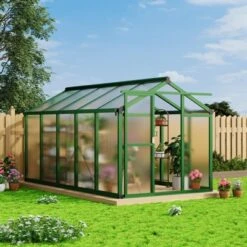 Homfan Aluminum Polycarbonate Greenhouse W/ Roof Vent - Heavy Duty Walk-in For Backyard, Winter Garden, Easy Assembly 16 Homfan Aluminum Polycarbonate Greenhouse W/ Roof Vent - Heavy Duty Walk-in For Backyard, Winter Garden, Easy Assembly -Homfan GUEST 2ea45fb1 e617 4893 873f 716d691af124