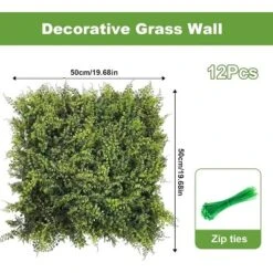 20x20" Artificial Grass Panel - Tropical Fern Privacy Screen W/Zip Ties, Faux Greenery Backdrop For Indoor/Outdoor, Wedding, Garden Decor -Homfan GUEST 2eb02140 5a4d 48f8 a2fc 7ad9a8ffa4fd