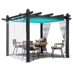 Aluminum Pergola With Adjustable Canopy, Outdoor Metal Gazebo With Reinforced Frame, Waterproof Sun Shade For Patio, Backyard, Garden -Homfan GUEST 2f5e4291 4b20 47cd 83e0 65b7380ad13f