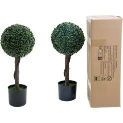 Artificial Topiary Ball Trees, Fake Greenery Milan Grass Ball Tree For Front Porch, Indoor Walkway, Entryway, Set Of 2 -Homfan GUEST 30e89cfd cb09 43fa 981e 82bca07c94ce