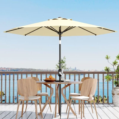 Homfan 9Ft Patio Umbrella - 8 Sturdy Ribs Outdoor Table Umbrella With Crank Lift & Push Button Tilt - Market Umbrella For Pool, Deck, Yard, Garden 10 Homfan 9Ft Patio Umbrella - 8 Sturdy Ribs Outdoor Table Umbrella With Crank Lift & Push Button Tilt - Market Umbrella For Pool, Deck, Yard, Garden - Image 8