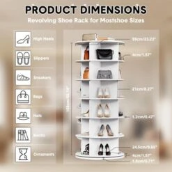 6-Tier Rotating Shoe Rack - 360¡ã Revolving Carousel Storage For Shoes & Handbags, Free-Standing Closet Organizer For Entryway, Living Room