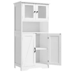 Homfan Tall Bathroom Cabinet,Freestanding Storage Cabinet With Glass Doors And Adjustable Shelves, Modern Cupboard For Kitchen, Pantry, Living Room -Homfan GUEST 31f0084b 36d6 4093 baef f6ae53a05a83