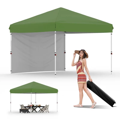 10'x10' Pop Up Canopy, Waterproof & UV-Resistant Outdoor Canopy With Center Lock And 1 Sidewalls, For Picnics, Camping, Beach, And Outdoor Gatherings 13 10'x10' Pop Up Canopy, Waterproof & UV-Resistant Outdoor Canopy With Center Lock And 1 Sidewalls, For Picnics, Camping, Beach, And Outdoor Gatherings - Image 11