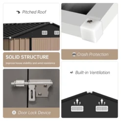 Outdoor Storage Shed With Updated Frame Structure & Lockable Door, Waterproof Practical Garden Patio Lawn Poolside Metal Tool Shed -Homfan GUEST 32fb49ed 632d 4c75 a12e d68f9bcbe5ad