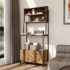 5-Tier Bakers Rack With Power Outlet, Kitchen Storage Cabinet & Coffee Bar Station With Microwave Stand Shelves -Homfan GUEST 339cc8e1 a476 49f6 8209 b3ec4dc7ae78