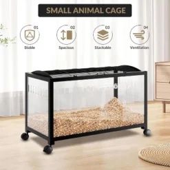 Large Chew-Proof Hamster Cage W/ Wheels, Metal Frame & Ventilated Acrylic - For Mice, Guinea Pigs & Gerbils -Homfan GUEST 34cbb80f 27d0 4653 a36a ef3c8dce113b