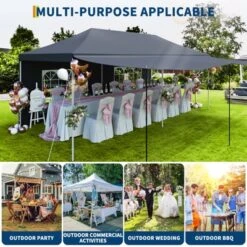 10x20 Pop Up Canopy Tent, Commercial Heavy Duty Canopy Tents For Parties With Roller Bag, 10x20 Tents With 6 Removable Sidewalls, 6 Sand Bags -Homfan GUEST 34d097cc 233a 484d bcbe b729ff616f80