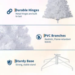 Pre-Lit Snowy White Christmas Tree — 150 LED Lights, 288 Snowy Branch Tips, Metal Stand, Indoor/Outdoor Holiday Decor,4.5FT/6FT/7.5FT/9FT -Homfan GUEST 353d5084 4086 4258 a477 d872f90f5249