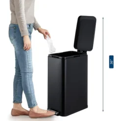 Homfan13 Gallon Kitchen Trash Can, Stainless Steel With Soft-Close Lid & Removable Bucket(50L/13.2 Gal)