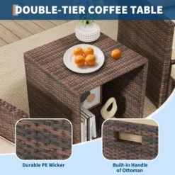 5-Piece Patio Furniture Set, Outside Bistro Set With Removable Cushions, Modern Rattan Patio Chairs Conversation Set For Porch, Garden, Balcony -Homfan GUEST 363b5ae0 e6e2 4907 9a32 bd7fb7955fc2