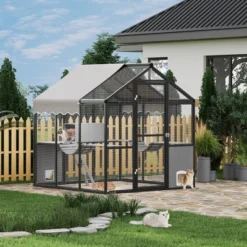 Extra Large Outdoor Catio - Weatherproof Aluminum Enclosure W/UV Roof, Side Door, Platforms & Walk-In Design For Multiple Cats -Homfan GUEST 377d9f76 89b9 4564 9e94 47fef33e791a