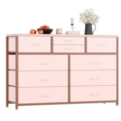 Homfan 10 Drawer Dresser, TV Stand Entertainment Center Fabric Storage Dressers Drawers For Bedroom, Hallway, Closets, Steel Frame, Wood Top -Homfan GUEST 3826b332 c83a 4ae8 9c4a 06be8b8deef6