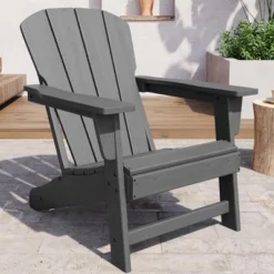 Homfan Modern HDPE Plastic Adirondack Chair - Poly Lumber Weather Resistant Firepit Chair - With Wooden Textured -Homfan GUEST 382e5e26 17fa 4a3b badb d550062f295a