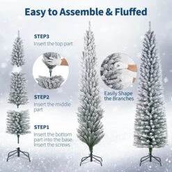 Artificial Christmas Tree – Snow Flocked Full Tree With Warm Incandescent Lights, Branch Tips & Foldable Stand, Holiday Decoration For Home & Party 12 Artificial Christmas Tree – Snow Flocked Full Tree With Warm Incandescent Lights, Branch Tips & Foldable Stand, Holiday Decoration For Home & Party -Homfan GUEST 38a1f341 ea5d 49bd 996b c125a3d0405c