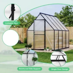 Aluminum-Framed Polycarbonate Greenhouse, Heavy Duty, With Quick Setup Structure And Roof Vent, Large Enhanced Aluminum GreenhouseKit For Outdoors -Homfan GUEST 38eae7be de93 451f 9793 f87a80e2db00