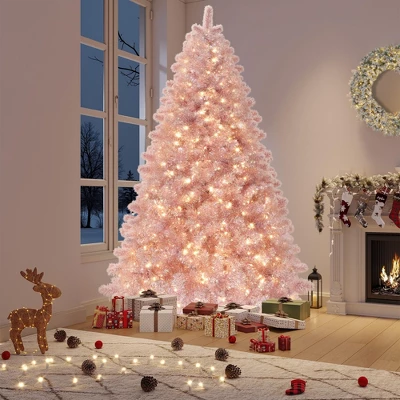 Pre-Lit Rose Gold Christmas Tree — 150 Warm White LEDs, Sparkling Tinsel, Sturdy Metal Stand, Indoor Holiday Accent 4 Pre-Lit Rose Gold Christmas Tree — 150 Warm White LEDs, Sparkling Tinsel, Sturdy Metal Stand, Indoor Holiday Accent - Image 3
