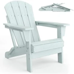 Homfan Folding Adirondack Chair, HDPE Outdoor All-Weather Fire Pit Chairs, Outdoor Wooden Lounge Chair, Modern Lounger Adirondack Chairs -Homfan GUEST 39956cf1 365c 420e b139 147cd90a3836