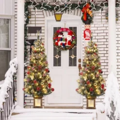 3ft Pre-Lit Flocked Xmas Tree W/ 78 LED Lights, 8 Modes - Mini Artificial Christmas Tree For Home, Office, Party Decor -Homfan GUEST 3b679464 b69c 4dbd 9141 7b95ded68f93