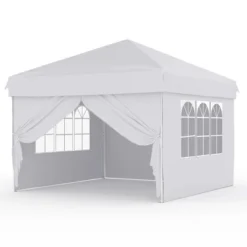 10x10ft Easy Pop Up Canopy Tent W/4 Detachable Window Sidewalls,Waterproof Outdoor Portable Canopy W/Carry Bag&Guy Lines For Camping,Outdoor Parties -Homfan GUEST 3c1bc746 a3e7 47ed 809c f515fc649bcc