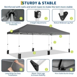 10x20 Pop Up Canopy Tent, Commercial Heavy Duty Canopy Tents For Parties With Roller Bag, 10x20 Tents With 6 Removable Sidewalls, 6 Sand Bags -Homfan GUEST 3c281408 2dd4 48f5 9383 edd55138e938