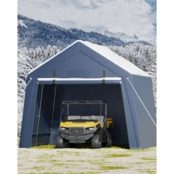 Outdoor Storage Shed, Portable Carport W/Roll-up Ventilated Zipper Door&Windows,Heavy Duty Waterproof Tarp,Storage Sheds For Motorcycle,Bike,Firewood -Homfan GUEST 3c436af9 94f3 4a7a 8295 79e58df21570