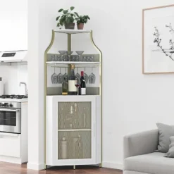 Homfan 5-Tier Corner Bar Cabinet With Lights, Adjustable Shelves & Glass Doors - Home Liquor Wine Display 15 Homfan 5-Tier Corner Bar Cabinet With Lights, Adjustable Shelves & Glass Doors - Home Liquor Wine Display -Homfan GUEST 3e1a8f38 0e83 4696 92d9 0bba3ee69f27