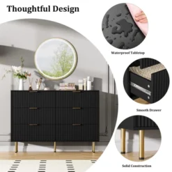 Fluted 6 Drawers Dresser For Bedroom,Wooden Chest Of Drawers,Modern Storage Dressers For Living Room, Closet, Hallway -Homfan GUEST 3e6e5a9a caa7 4223 88b3 b73332a76b58