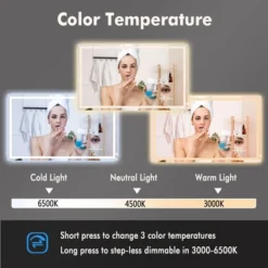 60x36 Inches LED Bathroom Mirror, Dimmable Lighted Vanity Mirror, Front And Backlit, 3 Colors, Memory, Anti-Fog Shatter-Proof Light Up Wall Mirror -Homfan GUEST 3fd04cb5 2dcc 42d5 a6d3 b117865ef154