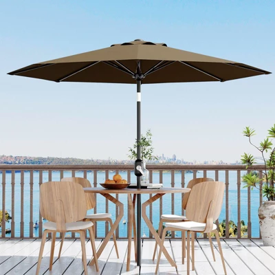 Homfan 9Ft Patio Umbrella - 8 Sturdy Ribs Outdoor Table Umbrella With Crank Lift & Push Button Tilt - Market Umbrella For Pool, Deck, Yard, Garden 17 Homfan 9Ft Patio Umbrella - 8 Sturdy Ribs Outdoor Table Umbrella With Crank Lift & Push Button Tilt - Market Umbrella For Pool, Deck, Yard, Garden - Image 15