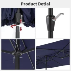 Outdoor Patio Umbrella, 15FT Double-Sided Rectangular Patio Umbrella, Oversized Outdoor Umbrella For Pool, Garden, Deck, Lawn, Market(No Base) -Homfan GUEST 42c1e747 d820 4cfe 809b 4829710ad5ed