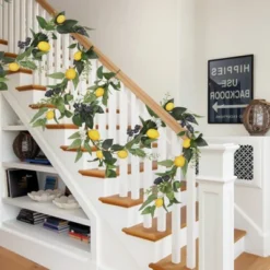 6 FT Artificial Lemon Garland – Summer & Spring Fake Fruit Garland With Lemons, Blueberries, Greenery & White Flowers, Faux Vine For Door -Homfan GUEST 4408dccd fb99 495d a718 20fb9df3b2a9