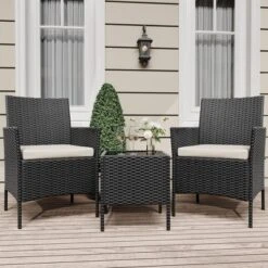 Homfan 3 Piece Outdoor Patio Furniture Set, Wicker Bistro Table And Chairs Set, Patio Conversation Sets For Garden Front Porch Backyard Poolside Deck -Homfan GUEST 47025aa0 e4d3 4e71 b5f8 72cff973a118