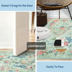 Washable Floral Peacock Print Rug - Low Pile Reversible Accent Carpet For Bedroom, Kitchen, Nursery & Living Room -Homfan GUEST 483c0fff 7f3d 4d1e 9aaf 637ed85da129