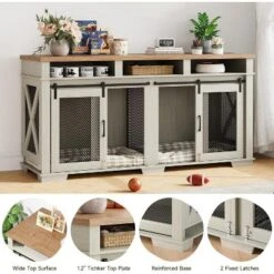 Dog Crate Furniture For 2 Large Medium Dogs 71" Dog Kennel With 3 Storage Compartments And Removable Divider,Double Dog Crates -Homfan GUEST 48b999e6 8f79 4fa2 8292 f4a14d644503