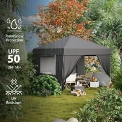 10 Ft. X 10 Ft. Pop Up Canopy Tent Outdoor Heavy Duty Instant Shelter With 4 Sidewalls For Events -Homfan GUEST 49373dae c4db 4563 b595 d317bfb9b3e4