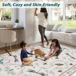 Machine Washable Rug - Low Pile Non-Slip, Ultra-Thin Soft Area Rug For Living Room, Bedroom, Nursery, Playroom & Office -Homfan GUEST 4a03788e c83f 4748 bf5d e80e1e25affb