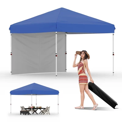 10'x10' Pop Up Canopy, Waterproof & UV-Resistant Outdoor Canopy With Center Lock And 1 Sidewalls, For Picnics, Camping, Beach, And Outdoor Gatherings 11 10'x10' Pop Up Canopy, Waterproof & UV-Resistant Outdoor Canopy With Center Lock And 1 Sidewalls, For Picnics, Camping, Beach, And Outdoor Gatherings - Image 9