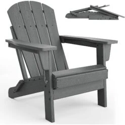 Homfan Folding Adirondack Chair, HDPE Outdoor All-Weather Fire Pit Chairs, Outdoor Wooden Lounge Chair, Modern Lounger Adirondack Chairs -Homfan GUEST 4bbb52cf f5d3 4dfc bc8b 98b7763fffb8