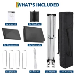 10x10ft Easy Pop Up Canopy Tent W/4 Detachable Window Sidewalls,Waterproof Outdoor Portable Canopy W/Carry Bag&Guy Lines For Camping,Outdoor Parties -Homfan GUEST 4bc2bf84 39e7 48a7 8744 9d79ad4a1fe9