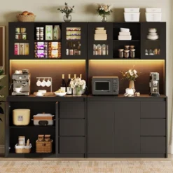 71" Tall Kitchen Pantry Cabinet, Kitchen Storage Hutch With Led Lights And Power Outlets, Microwave Stand, Glass Door, Adjustable Shelves 15 71" Tall Kitchen Pantry Cabinet, Kitchen Storage Hutch With Led Lights And Power Outlets, Microwave Stand, Glass Door, Adjustable Shelves -Homfan GUEST 4d47c843 a6d2 42ff aaeb 8ee8510a716f