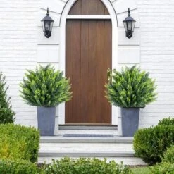 43.3 Inch Artificial Topiary Ball Tree With Spike,Artificial Cedar Tree For Home Decor, Indoor And Outdoor, Set Of 2 -Homfan GUEST 4e1b5a9c 8de7 4905 9764 e9c4079fa11b