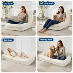 Adjustable Sofa Bed - 5-Position Recliner Chair W/ 2 Pillows For Adults & Pets - Comfy Living Room & Bedroom Lounger -Homfan GUEST 4ee49a95 89a4 44c3 832b ee50adac3f20