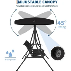 Homfan Outdoor Porch Swing Chair With Adjustable Canopy For Adults Glider Bench With Thickened Cushions Outside Patio Swing For Backyard Lawn Garden -Homfan GUEST 4fbd5bc1 a45c 404b a907 e208daee9f8a