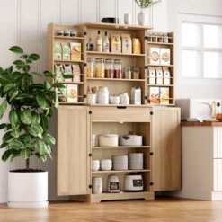 Kitchen Pantry Cabinet, 71.65" Tall Farmhouse Storage Cabinet W/8 Door Shelves And 1 Drawer, Cupboard For Kitchen, Living Room, Dining Room, Bathroom -Homfan GUEST 4ff20286 8eb2 4c9d 9bab ee089b92c9fd