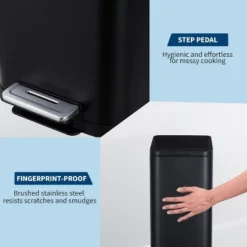 Homfan13 Gallon Kitchen Trash Can, Stainless Steel With Soft-Close Lid & Removable Bucket(50L/13.2 Gal) -Homfan GUEST 5035584b 4c20 4a8d 9d45 408e7b4d9ce8